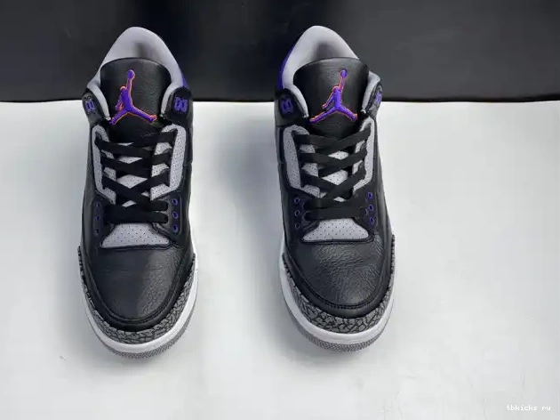 Cheap TB CT8532 3 Air Retro 050 Purple Court Jordan Black 0601